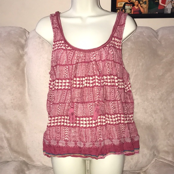 Lucky π brand medium red white tank with multi color and tassels π - Picture 1 of 5